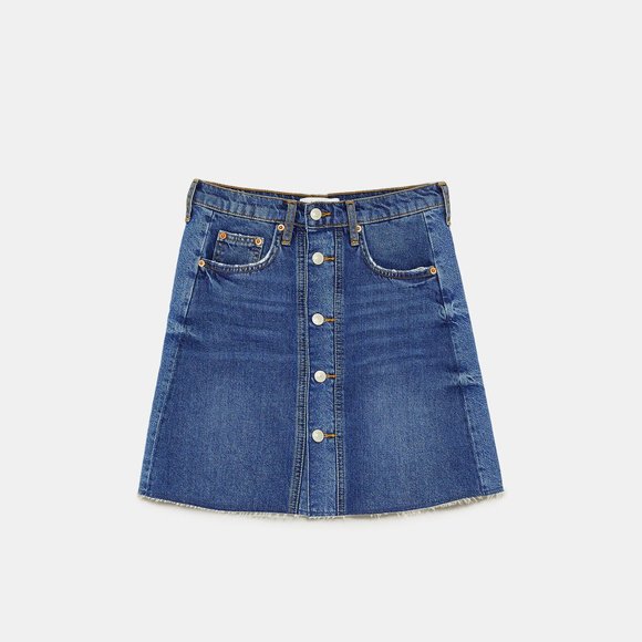 NWT Zara Colorblock Mini Skirt in Malibu Blue sz M - Picture 4 of 11